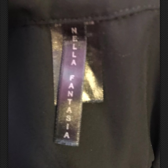 Nella Fantasia Blouse Tunic Sheer Black Size M - Picture 3 of 6